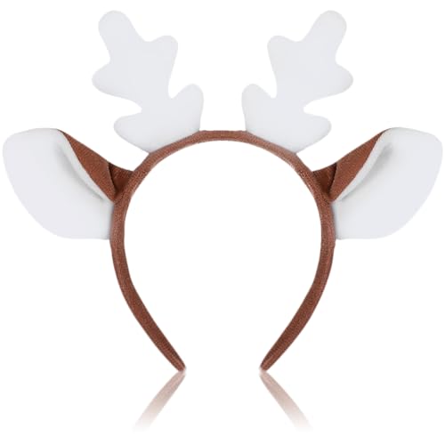 UYOE Rentier Haarreif Weihnachten, Rentier-Geweih Stirnband mit Ohren, Geweih Haarreif für Kinder Erwachsene Weihnachten, Mottoparty Cosplay (reindeer antler) von UYOE