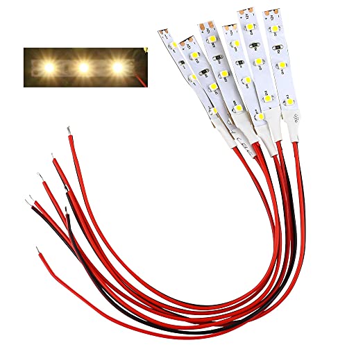 UYUYong Modellbau LED 6 STK 3-LED Hausbeleuchtung 5cm Warmweiss Modellbau mit Kabel 20cm 12-18 V DD01WM-10N-EU für Modellhäuser Modelllastwagen Modellspielzeug von UYUYong