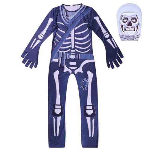 UZNIYTR HalloweenKostüm Herren Skelet Jumpsuit Fortune Games cosplay Halloween Skelet Kostüm Herren Jumpsuit Skillet Hero Skelett Kostüm Erwachsene Skelett Overall Herren von UZNIYTR