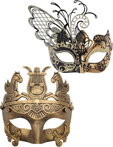 Gold Schmetterling Frauen Maske & Griechische Krieger Männer Maske Venezianische Maskerade Paar Masken, Für Karneval/Party/Ball Prom von Ubauta