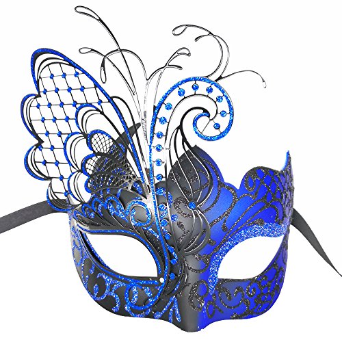 Maskerade-Maske für Frauen Venezianische Maske/Halloween/Party/Ball Prom/Karneval/Hochzeit/Wanddekoration (Blau/Schwarzer Schmetterling) von Ubauta