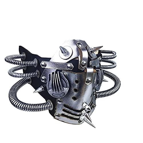 Ubauta Steampunk Ledermaske Cosplay Maske Punk Rivet Maskerade Maske-Silber von Ubauta