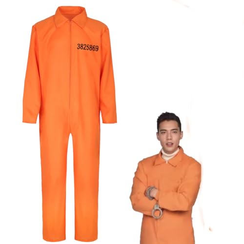 Ubaywey Gefängnis Kostümuniformen Bühne verkleidet erwachsene Frauen Männer Fantasie Kostüme Orange Halloween Karneval Outfit (Style1, L) von Ubaywey