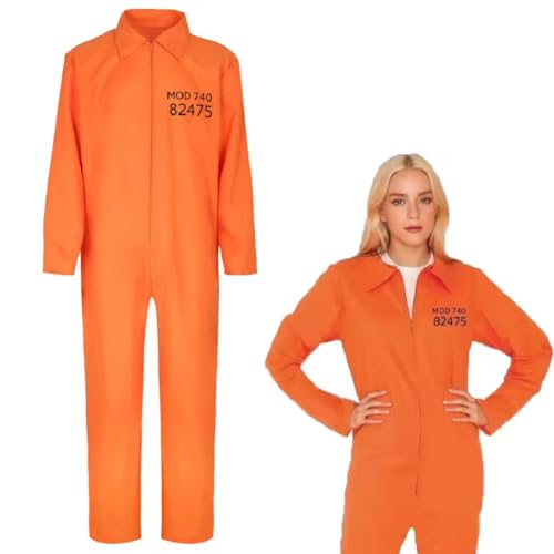 Ubaywey Gefängnis Kostümuniformen Bühne verkleidet erwachsene Frauen Männer Fantasie Kostüme Orange Halloween Karneval Outfit (Style2, L) von Ubaywey