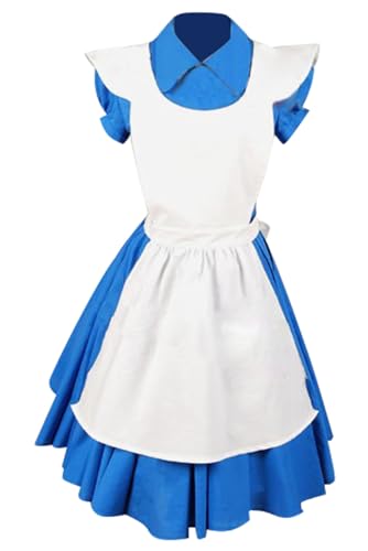 Ubaywey Prinzessin Kleid Blau Dienstmädchen Dress Cosplay Kostüm Halloween Karneval Outfit für Damen L von Ubaywey