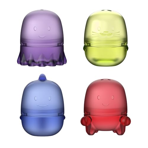 Ubbi Translucent Bath Toys für Baby und Kleinkinder, buntes Mix und Match Baby Bathtub Spielzeug, 4 Stück von Ubbi