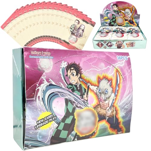 Demon Slayer Karten, Demon Slayer Sammelkarten Karten, 180Pcs Kartenspiel Solitaire Card Box, Ubephant Cartoon Trading Cards Demon Slayer Geburtstags Geschenke für Fans Anime Enthusiasten von Ubephant