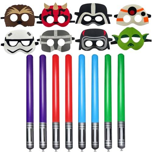 Ubephant Anime Party Mitgebsel, Anime Geburtstagkinder Deko, 16Pcs Masken Anime Ballons Lichtschwert Anime Party Geburtstagsdeko Luftballons Maske Party Geschenke Geburtstag Deko von Ubephant