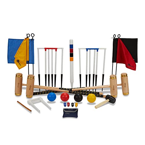 Uber Games Executive Krocket Set - mit hölzernem Kopf und Kupferverstärkung - 16mm Stahltore 51cm - 473 gram Kunststoff Balle - Luxus Trage Tasche - 100% Profi - Alles Perfekt und Komplett von Uber Games