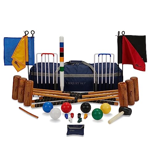 Übergames Extrem hochwertiges Pro Croquet / Krocket Set für Fortgeschrittene, ECO Hartholz Pro Krocket Set - 6 Pers. mit Tasche von Uber Games