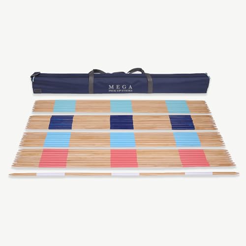 Uber Games Mikado XXL Mega 90 bis 150 cm - Outdoor & Indoor - in Tragetasche - Jumbo FSC Holz Version (bis 150 cm) von Uber Games