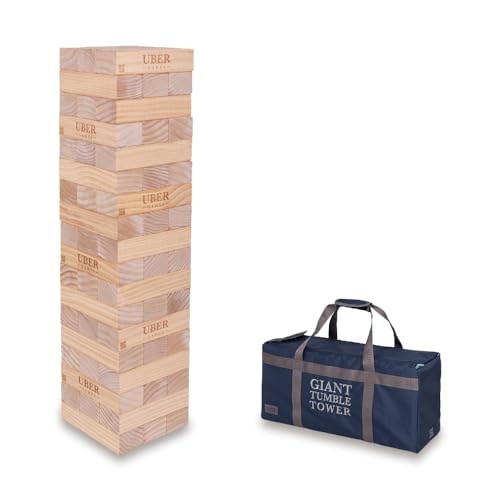 Uber Games - Tumble Tower - Pinien - Größe Giant bis zu 150 cm - Riesenspiele für den Garten - Holzstapeltürme - FSC-zertifizierte Kiefer - Ideal für Veranstaltungen, Hochzeiten & Partys, Riesig von Uber Games