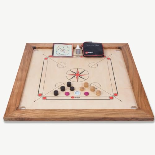 Professionelles Carrom Brettspiele 12 kg - Carrom Board 74x74 - Top ECO-Hartholz Qualität - Komplettes Set mit Offiziellen Scheiben von Ubergames