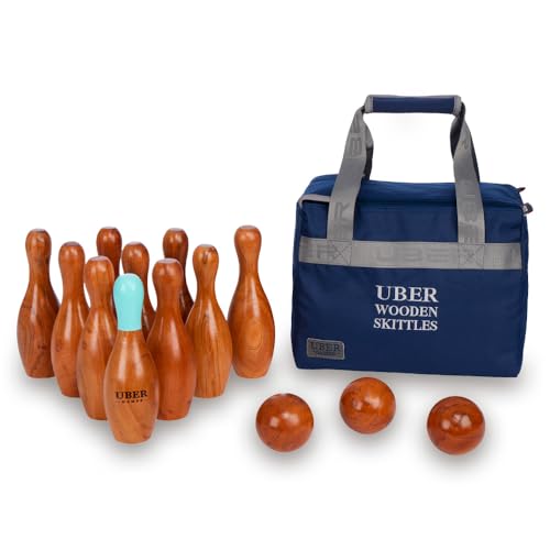 Ubergames Hochwertiges Kegelspiel - Top Qualität Wurfspiel - aus ECO Hartholz - mit Robuste Tragetasche - Made in India - hartholz Rosewood von Ubergames