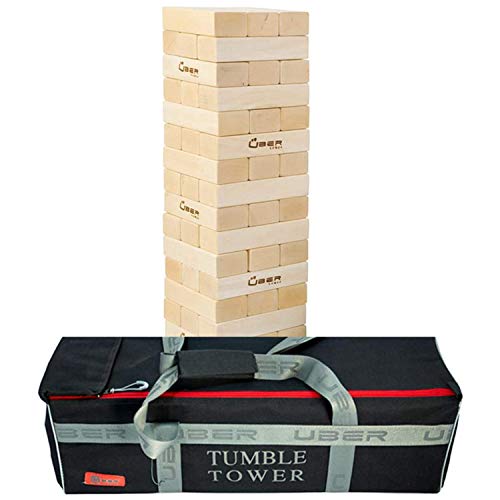 Ubergames Riesen Wackelturm XXXL Spiel Aus echt Hart Holz - 19kgs. Top Qualität Stapelturm - bis 150 cm Groß -ökologisch Holz - in Ultra Luxus Tasche von Ubergames