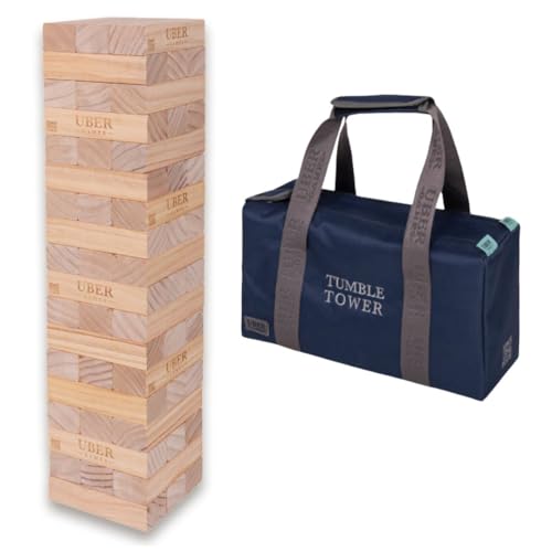 Ubergames Riesenwackelturm bis 120+ cm XXL Jumbo Hi-Tower in Tasche - 1,2m (max im Spiel. Massiver Kiefer Holz Tower Spiel - Extra Luxusblöcke und Tasche (bis 120+ cm) von Ubergames