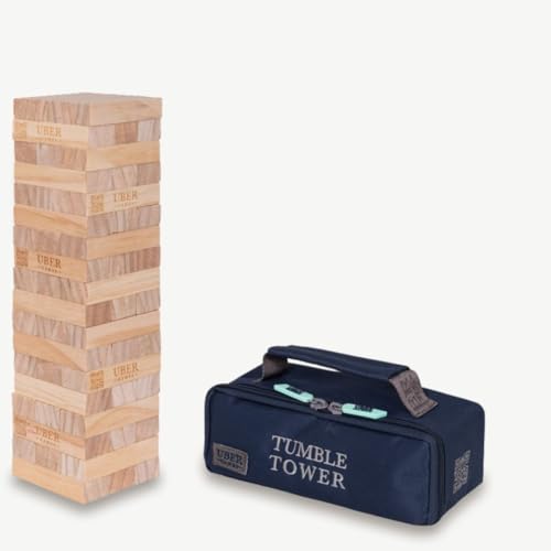 Ubergames Riesenwackelturm bis 55+ cm XXL Jumbo Hi-Tower in Tasche - 0,5m (max im Spiel. Massiver Kiefer Holz Tower Spiel - Extra Luxusblöcke und Tasche (bis 55+ cm) von Ubergames