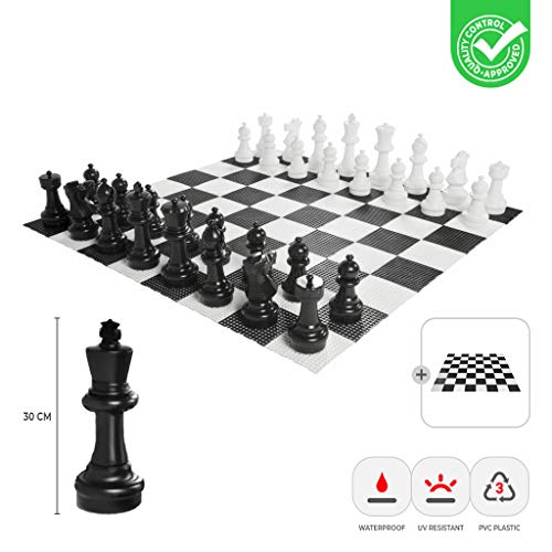 Ubergames XXXL Gartenschach Spiele - Giga Schachfiguren bis 30 cm Groß - Wasserdicht und UV-beständig (Schachfiguren+Boden) von Ubergames