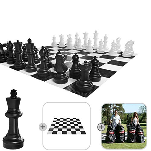 Ubergames XXXL Gartenschach Spiele - Giga Schachfiguren bis 64 cm Groß - Wasserdicht und UV-beständig (Schachfiguren + Matte und Tasche) von Ubergames