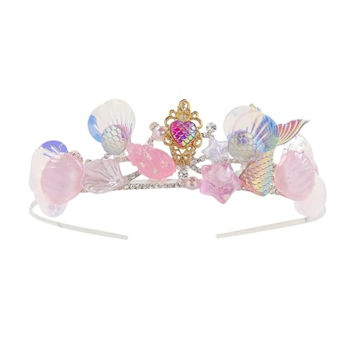 Ubxvamm Geburtstag Kristall Tiaras für Kind Cosplay Party Hairhoop für Kinder Muscheln Kronen Hairhoop Festival Requisiten von Ubxvamm