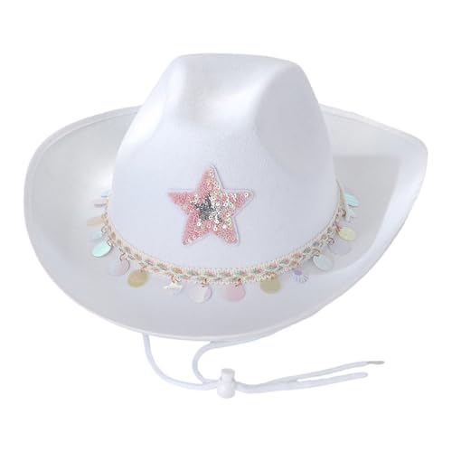 Ubxvamm Glitzernder Stern Pailletten Hut Westernhut Junggesellenabschied Hut Halloween Frauen Hut für Verkleiden Cosplay Party Kostüm von Ubxvamm