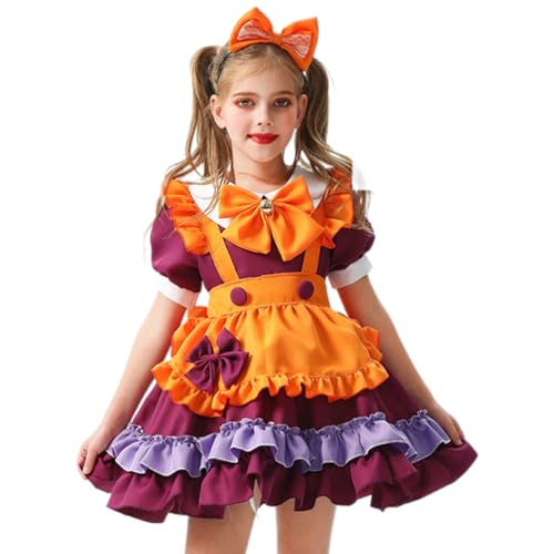 Ubxvamm Halloween-Kürbis-Kleid für Kinder, Kostümzubehör-Set für Mädchen mit einer Körpergröße von 110–150 cm von Ubxvamm