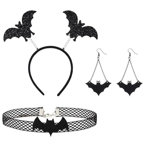 Ubxvamm Halloween Stirnband Ohrringe und Halsband Set Stilvolles Accessoire Festlich Ornament für Mottopartys und Cosplay Event von Ubxvamm