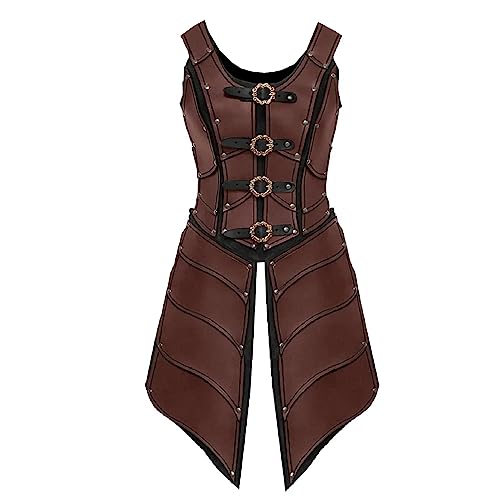 Mittelalterliche Rüstung Wikinger Ritter Kleid Rüstung PU Leder Kostüm für LARP Party, Braun, M von Ucosbros