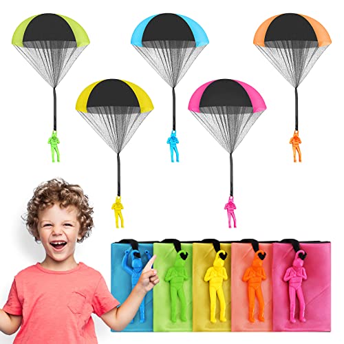 Ucradle Fallschirm Spielzeug Kinder, Fallschirmspringer Spielzeug Kinder Hand Werfen Fallschirm Outdoor Spielzeug für Kinder, Wurf Parachute Spiele für Draußen Kindergeburtstag Gastgeschenke(5PCS) von Ucradle