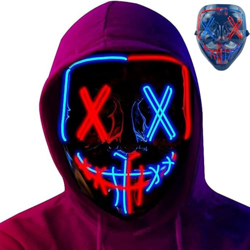 Ucradle Halloween LED Halloween Purge Maske Kostüm LED Glow Scary Light Up Masken mit 3 Lichtmodi für Festival Party Karneval Kostüm Weihnachten Cosplay Glow in Dark von Ucradle