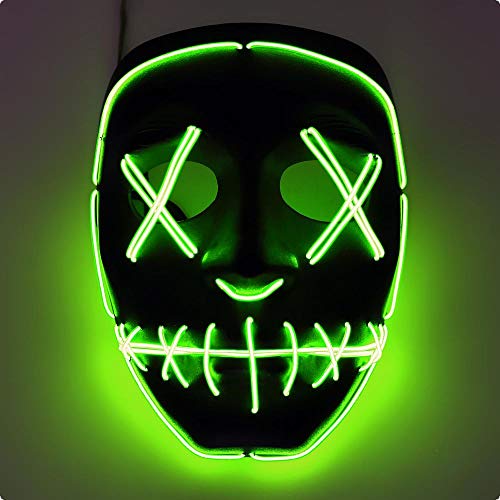 Ucult LED Haloween Kostüm Horror Neon Maske grün Halloweenmaske Party Leuchtmake von Ucult