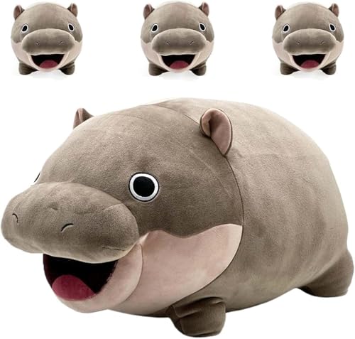 Udbeksid Moo Deng Hippo Plüsch, Süßes Pygmäen-Nilpferd Plüschtier, Weiches Hippopotamus Stofftier Kissen, Perfektes Weihnachts- & Geburtstagsgeschenk für Kinder und Fans(22cm8.7in) von Udbeksid