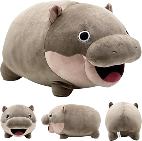 Udbeksid Moo Deng Hippo Plüsch, Süßes Pygmäen-Nilpferd Plüschtier, Weiches Hippopotamus Stofftier Kissen, Perfektes Weihnachts- & Geburtstagsgeschenk für Kinder und Fans(42cm16.5in) von Udbeksid