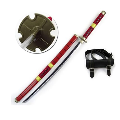 Udekit Japanisches Anime-Ninja Holzschwert Zoro Katana Wado Ichimonji,Kitetsu,Shusui,Tanjiro Katana–104cm,mit Gürtel und Halter,für Cosplay Requisiten Spielzeug von Udekit