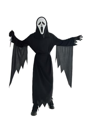 Udekit Gruseliges Geistergesicht Scream Cosplay Kostüm Halloween Karneval mit Plastik Spielzeugmesser und Maske für Erwachsene Groß von Udekit