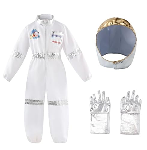 Udekit Kinder Astronauten Kostüm NASA Pilot Jumpsuit Onesie Space Costume Suit Party Halloween Karneval Cosplay,Für 2–3 Jahre(5Stück/Set) von Udekit