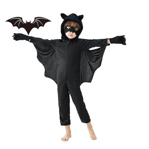 Udekit Kostüm Bat De Kinder Vampire Fledermaus Jumpsuit Maske Schwarz Wings Halloween Cosplay Bat Costumes Groß von Udekit