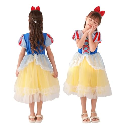 Udekit Prinzessin Schneewittchen Kleid für Mädchen mit Haarband, Prinzessinnen Cosplay Kostüm für Klein kinder Halloween Party im Alter von 1 bis 2 Jahren von Udekit