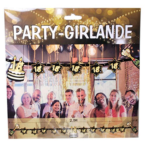 Udo Schmidt GmbH & Co Partygirlande 18" Schwarz Gold zum 18. Geburtstag Geburtstags Deko Party Girlande Dekoration von Udo Schmidt GmbH & Co