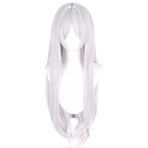 2025 Wig Anime Cosplay Anime Frieren At The Funeral Cosplay Perücke, Frieren Perücke, silbergraue Langhaarperücken, Halloween-Kostüm-Party-Zubehör mit Perückenkappe von Uearlid