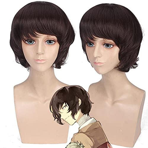 2025 Wig Anime Cosplay Hunde Ryuunosuke Akutagawa Cosplay Perücke Kunsthaar Kurz Schwarz Mix Cosplay Kostüm Perücke + Perückenkappe von Uearlid