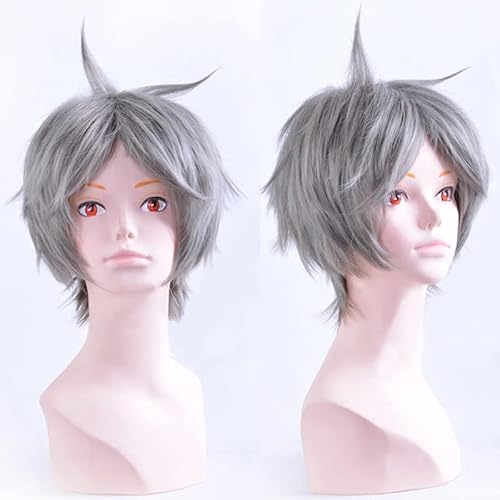 2025 Wig Anime Cosplay Kurze gemischte graue Perücke, hitzebeständiges Haar, Cosplay-Perücke u!! Volleyball Koushi Sugawara CosplayKostüm Perücken + Gratis Perückenkappe von Uearlid