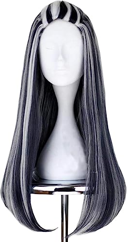 Uearlid Wig Anime Cosplay Frankie Cosplay Perücken 65cm Black Mix White Halloween Party Synthetische Cosplay Perücke von Uearlid