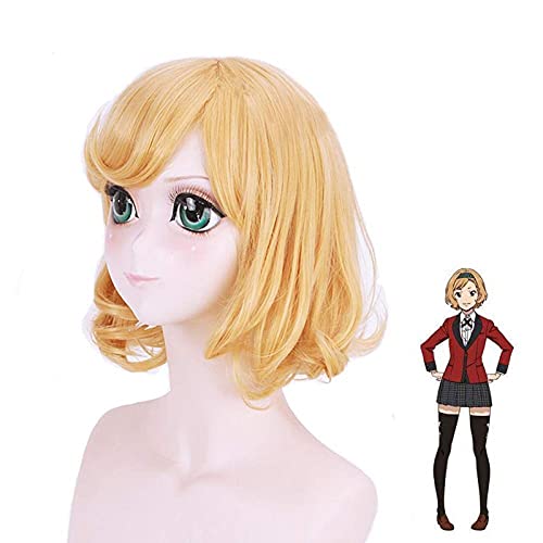 Uearlid 2025 Wig Anime Cosplay Cosnoble Itsuki Sumeragi Perücke Anime Zwangsgänger Spieler Cosplay Kostüm Kurzes Goldhaar mit Schlüsselbund von Uearlid