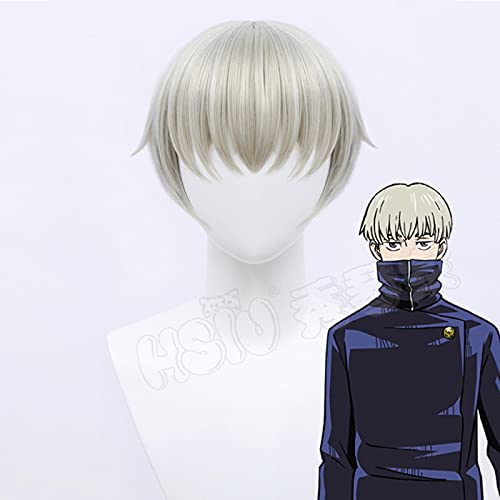 Uearlid Wig Anime Cosplay Anime Cosplay Inumaki Toge Perücke Graugold Kurze Haarfaser Synthetische Perücke + Marke Perücke Kappe von Uearlid