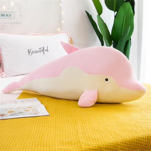 Ueiwffzo Delfin Kuscheltier,Stofftier Delfin Plüschtier Plüschkissen Superweiches Plüschspielzeug Puppen für Jungen Mädchen Schlafkissen Geschenk (110cm,Rosa) von Ueiwffzo