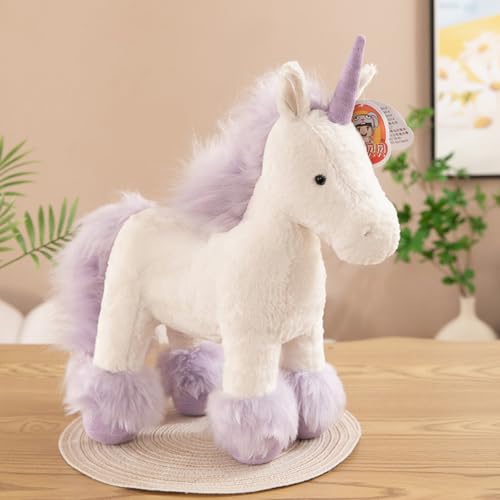 Ueiwffzo Einhorn Kuscheltier, Niedliche Einhorn Plüschtier Stofftier Plüsch Baby Spielzeug Kuschelige Stofftier Plüschkissen Plüschpuppe Spielzeug Geschenk für Kinder Mädchen (25cm,Violett) von Ueiwffzo