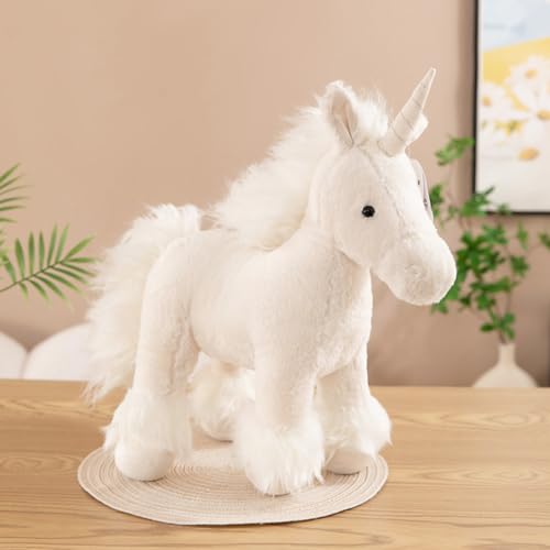 Ueiwffzo Einhorn Kuscheltier, Niedliche Einhorn Plüschtier Stofftier Plüsch Baby Spielzeug Kuschelige Stofftier Plüschkissen Plüschpuppe Spielzeug Geschenk für Kinder Mädchen (25cm,Weiß) von Ueiwffzo