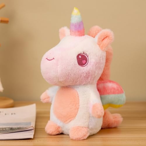 Ueiwffzo Einhorn Kuscheltier, Süßes Regenbogen Einhorn Plüschtier Kinder Stofftier Plüschkissen Plüsch Puppe Spielzeug für Kinder Geschenk Mädchen (25cm) von Ueiwffzo