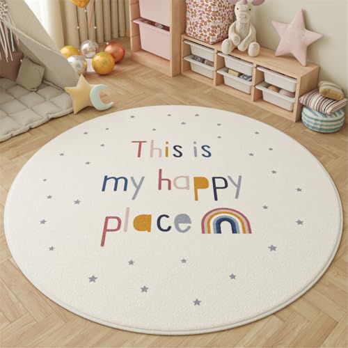 Ueiwffzo Kinderteppich Kurzflor Spielteppich Teppich Rund Krabbeldecke Gepolstert Spielmatte Groß Kinderteppich Babyzimmer Dekoration (C,120 * 120cm) von Ueiwffzo